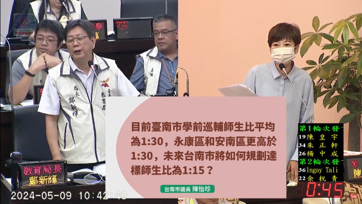 議員陳怡珍-台南市113學年學前特教正式教師開出23個缺 籲加速再加速