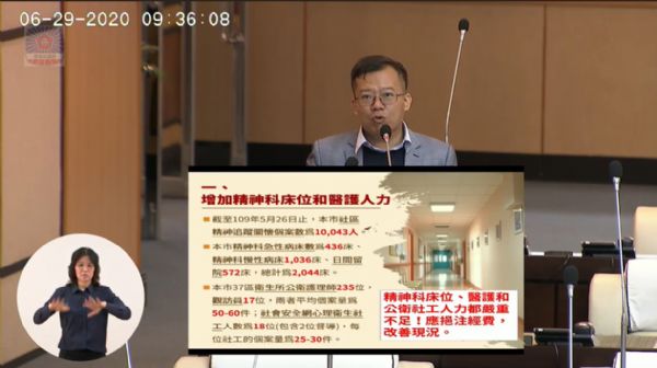 議員呂維胤自由發言質詢-要求市府增加精神科床位和專業護理人力