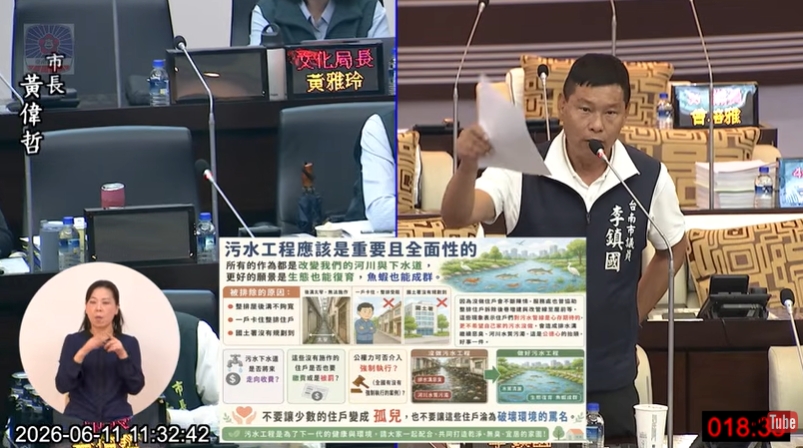 議員李鎮國自由發言-反映永康區有部分住戶淪為下水道工程孤兒