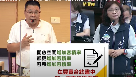 議員蔡育輝-要求台南市開放空間規定，寫在買賣契約書首頁，開全國之先