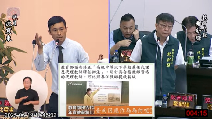 議員沈震東自由發言-聚焦教育、都市發展、交通等議題，要求市府加速進程，提升市民生活品質