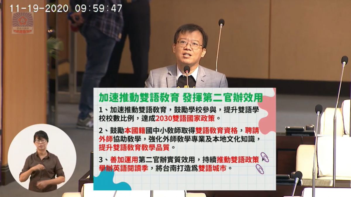 議員呂維胤自由發言質詢-加速推動雙語教育 發揮第二官辦實質效用