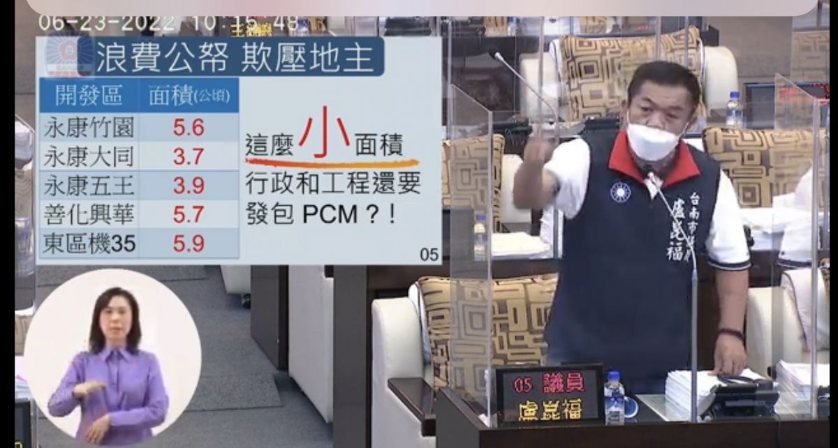 議員盧崑福自由發言質詢-抨擊地政局浪費公帑 欺壓地主