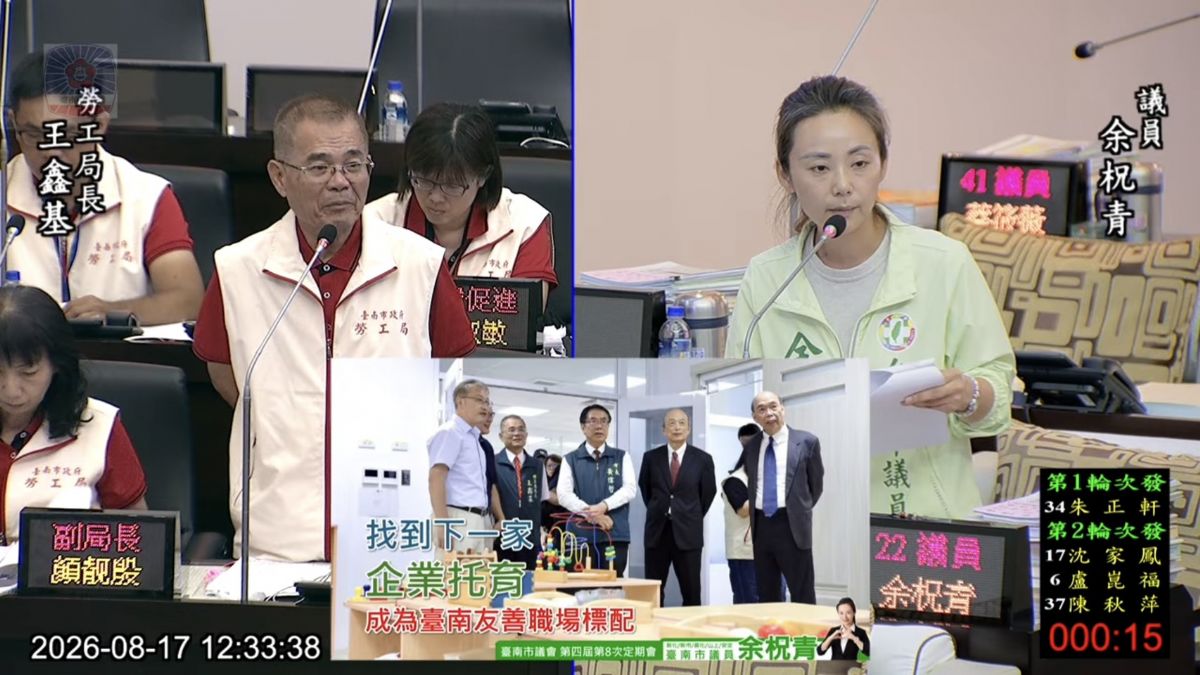 議員余柷青-緊盯新化建設進度 促南圳綠堤年底發包、企業托育制度化