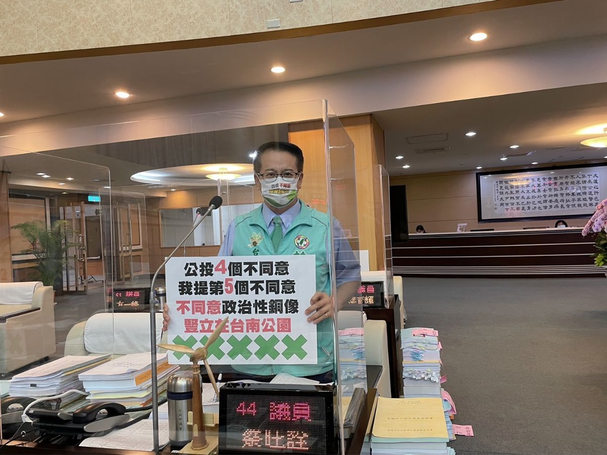 議員蔡旺詮自由發言-臺南公園銅像何去何從，呼籲還給市民純粹的公園空間