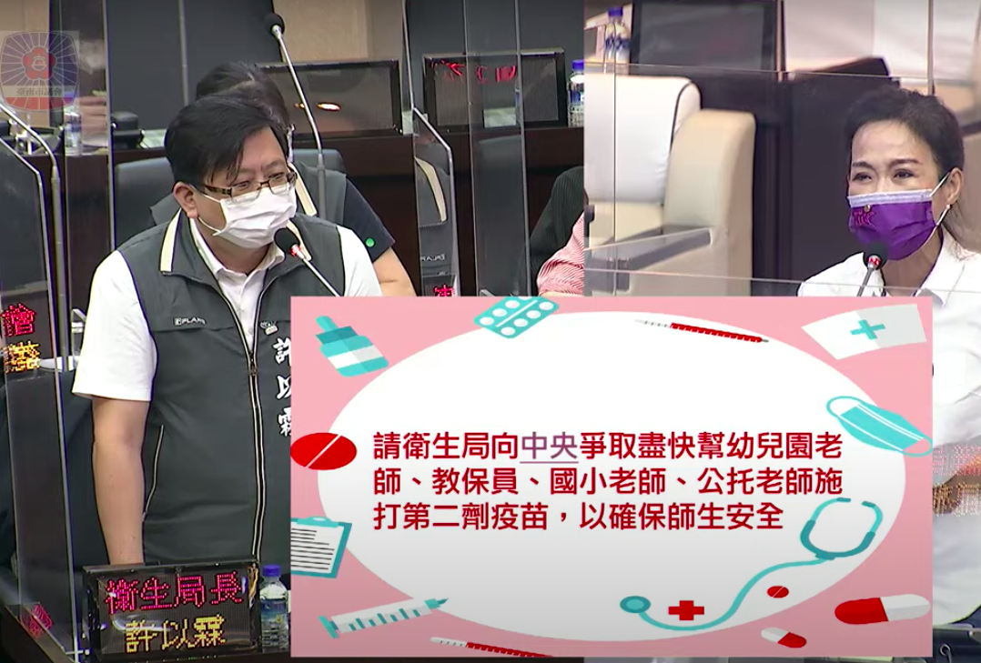 議員林美燕業務報告質詢-幼稚園、國小老師們等無第二劑疫苗 員喊話儘速造冊