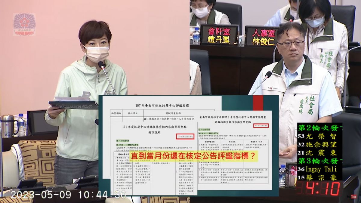 議員陳怡珍-托嬰中心評鑑指標一改再改 無所適從要求盡快公告