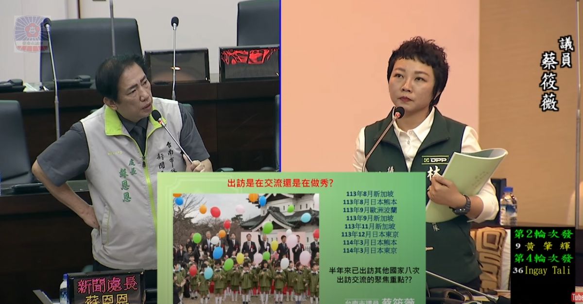 議員蔡筱薇-市長頻繁出訪應拓展多元外交效益 籲促成台南機場復飛國際線